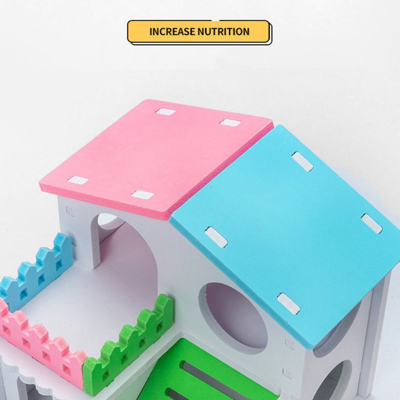 Nhà gỗ 2 tầng nhiều màu sắc dành cho chuột hamster
