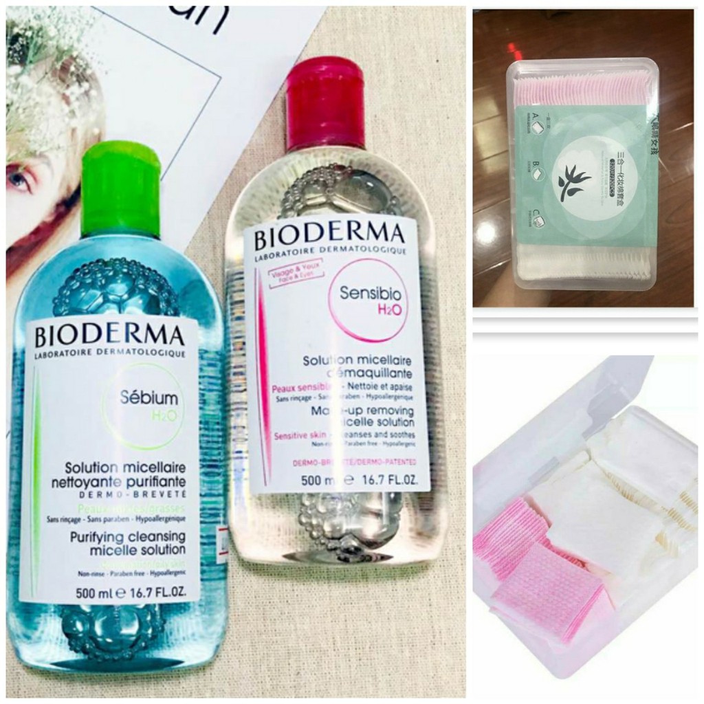 [L&V] COMBO Nước Tẩy Trang BIODERMA H2O 500ml + Hộp Bông Tẩy Trang 320 Miếng 3 Loại Mềm Mịn | BigBuy360 - bigbuy360.vn