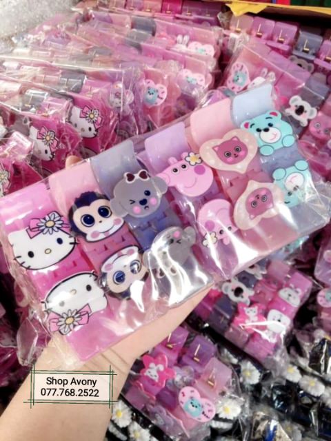 Kẹp tóc càng cua đính icon hoạt hình nổi - style Peppa