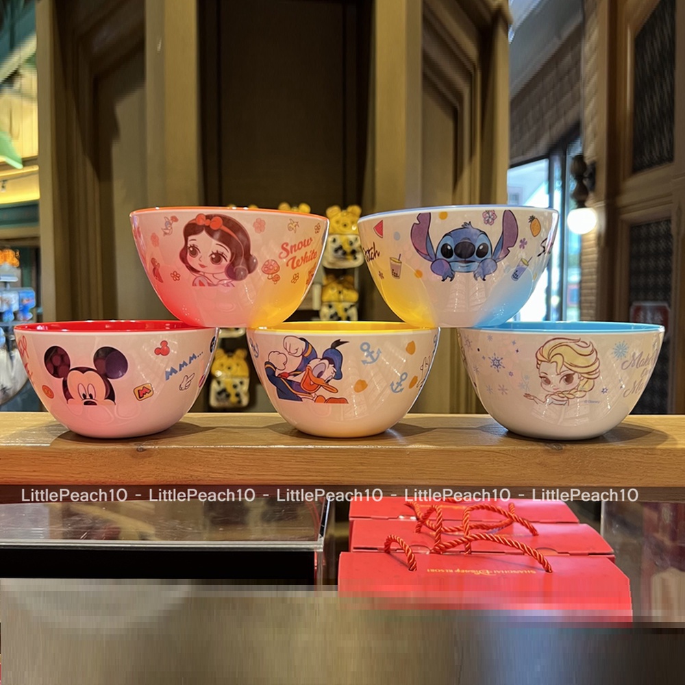 Chén tô tròn ăn dặm Disney nhựa melamine mới 2022 hình Elsa Frozen Mickey Princess Stitch cho bé