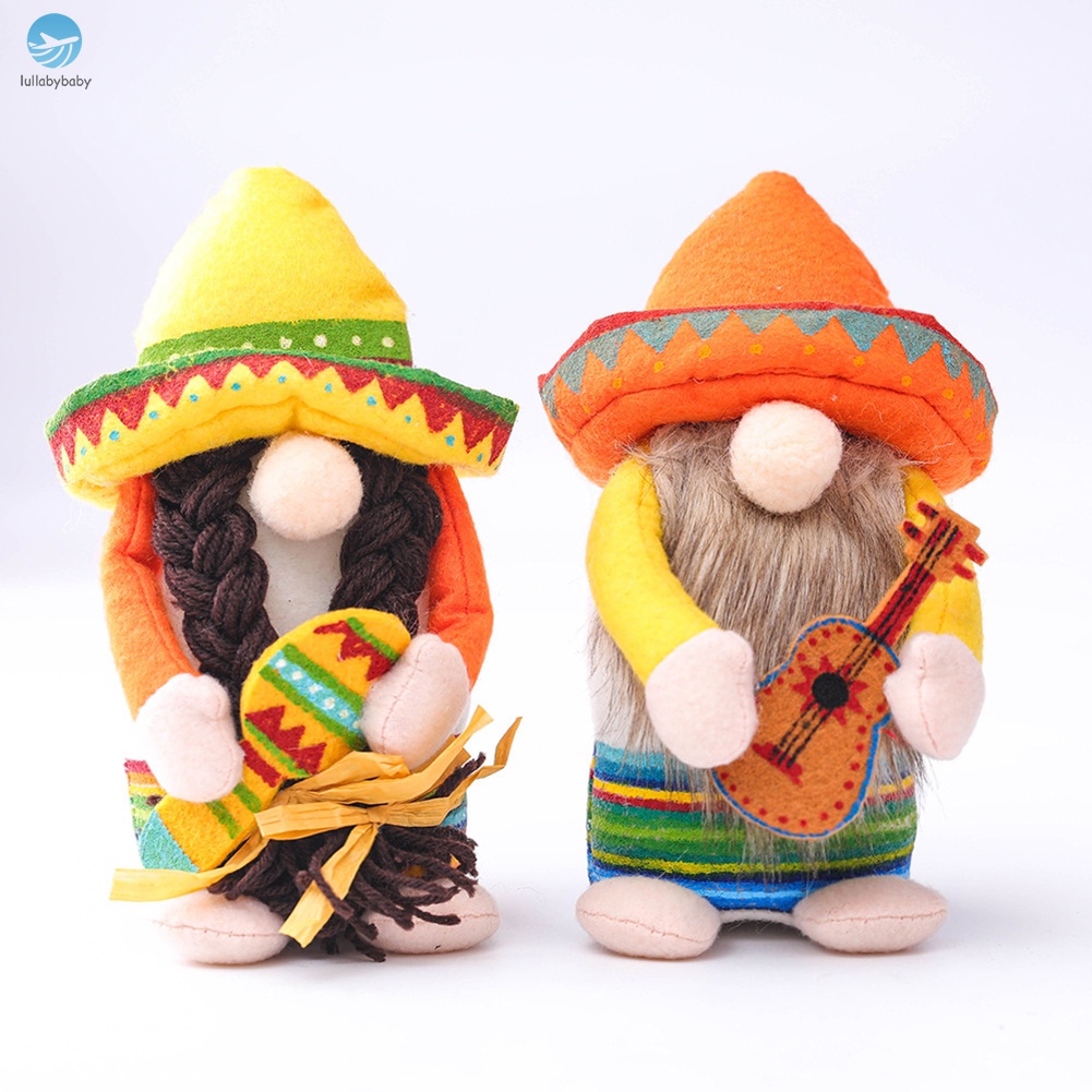 Mexican Carnival Gnome Scandinavian Dwarf Plush Doll Guitar Couple Gnome Shop Window Home Farmhouse Kitchen Decor