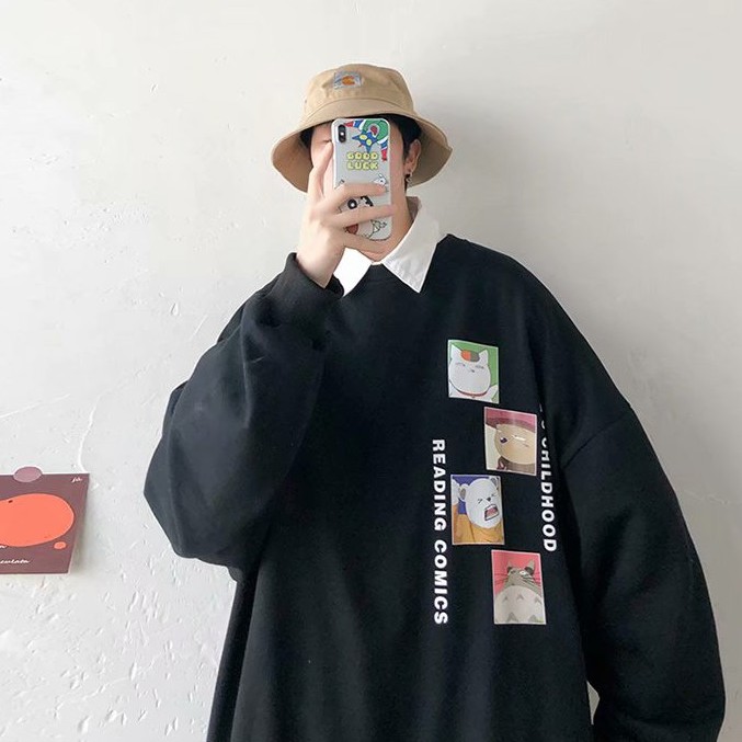 Áo hoodie tay dài cổ tròn họa tiết hoạt hình thời trang cá tính cho nam size M-5 XL 200kg | BigBuy360 - bigbuy360.vn