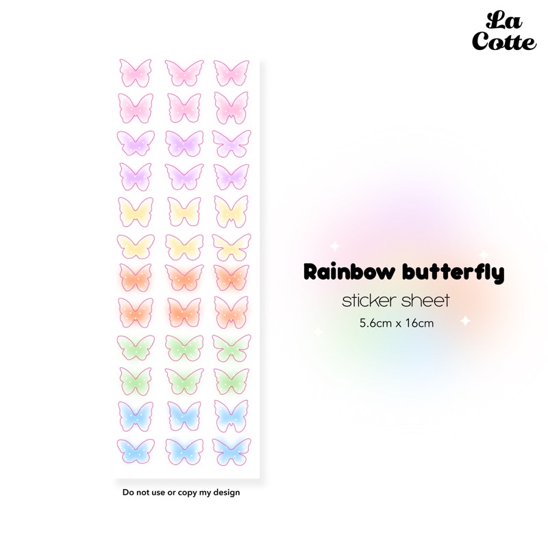 Lacotte | Rainbow Butterfly Sticker Sheet 🦋 nhãn dán trang trí