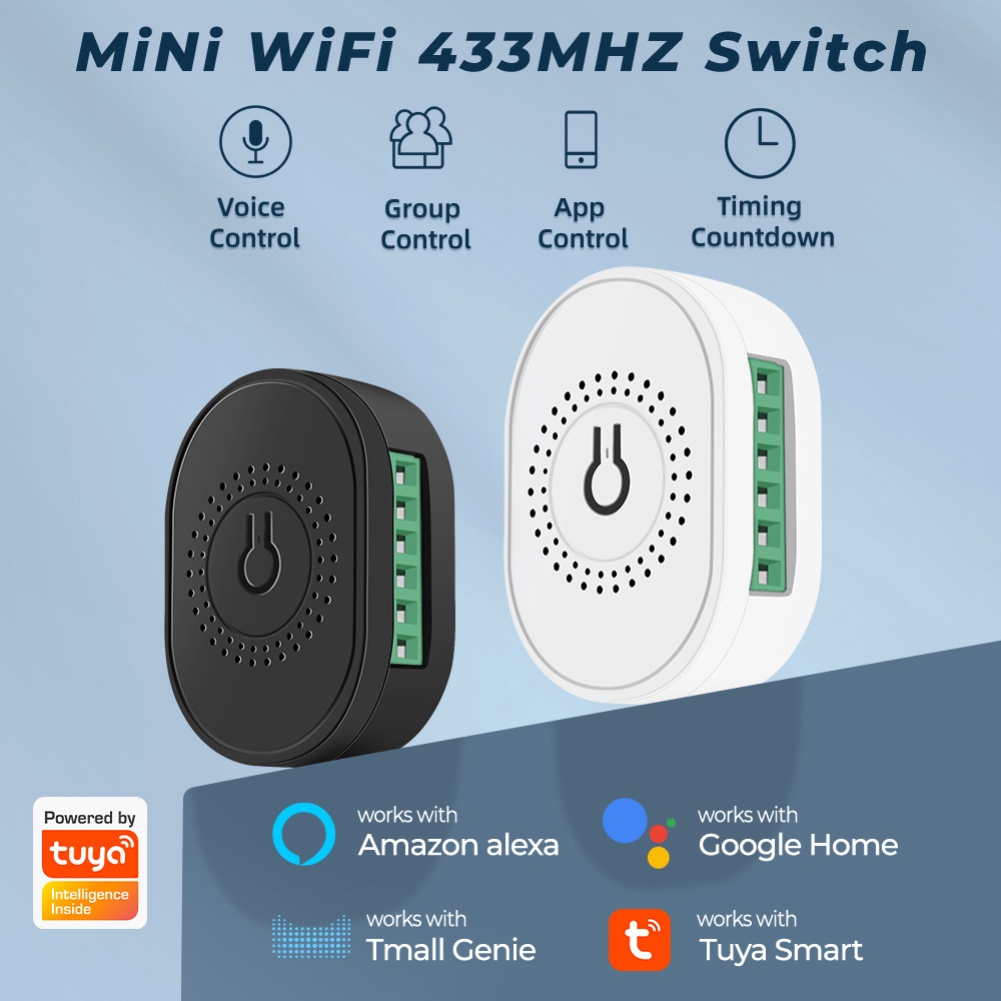 Công tắc thông minh Tuya 16A mini wifi+rf433 mhz hỗ trợ điều khiển từ xa và 4 chế độ hẹn giờ chất lượng cao