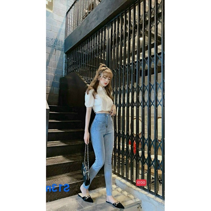 Quần jean nữ xanh trơn cao cấp - Chất liệu Denim (Hàng chuẩn form) Thời Trang Nam Nữ Gemini KVC0013