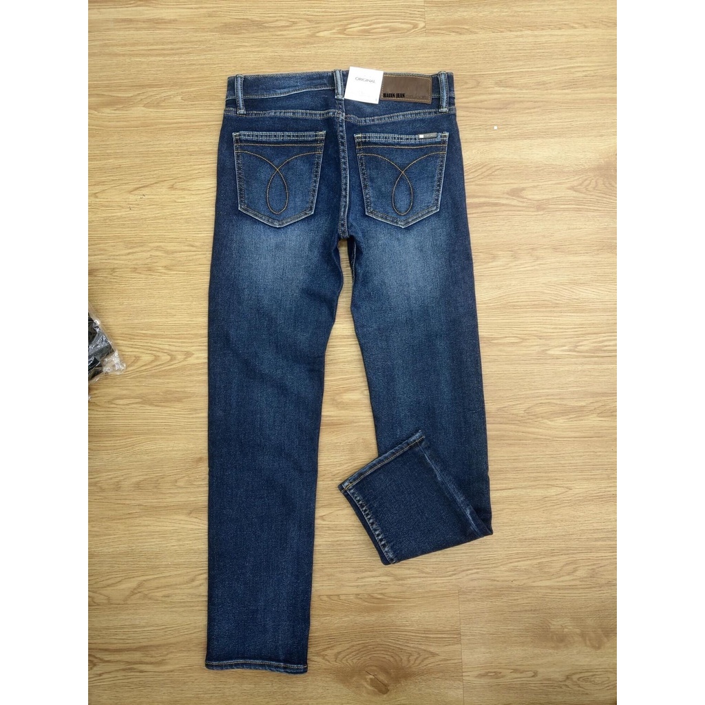 Quần bò nam ống đứng xanh jean- jean co giản