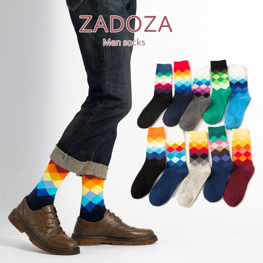 Tất dài nam cao cổ cho nam rainbow đi giày công sở oxford