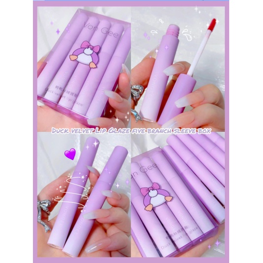 Set 5 Cây Son Nội Địa Trung Kem Lì VONGEE Tím Siêu Lì Lâu Trôi Mịn Mướt Môi