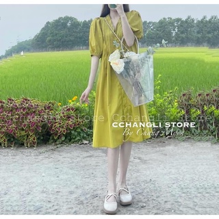 Đầm xanh cốm suông ly thân