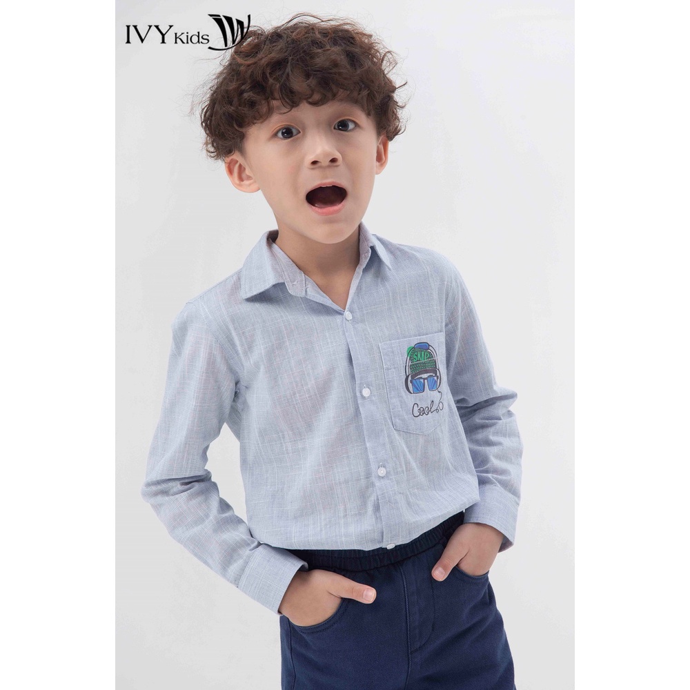 Áo sơ mi cổ đức bé trai IVY moda MS 17K1011