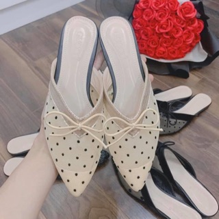 Dép Sục chấm bi thắt nơ còn kem sale 30k