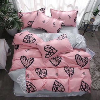 Bộ Drap Giường Vỏ Chăn 5 Món (Hình Thật) Tim Cực Xinh M2*2M-M4*2M- M6*2M-M8*2M