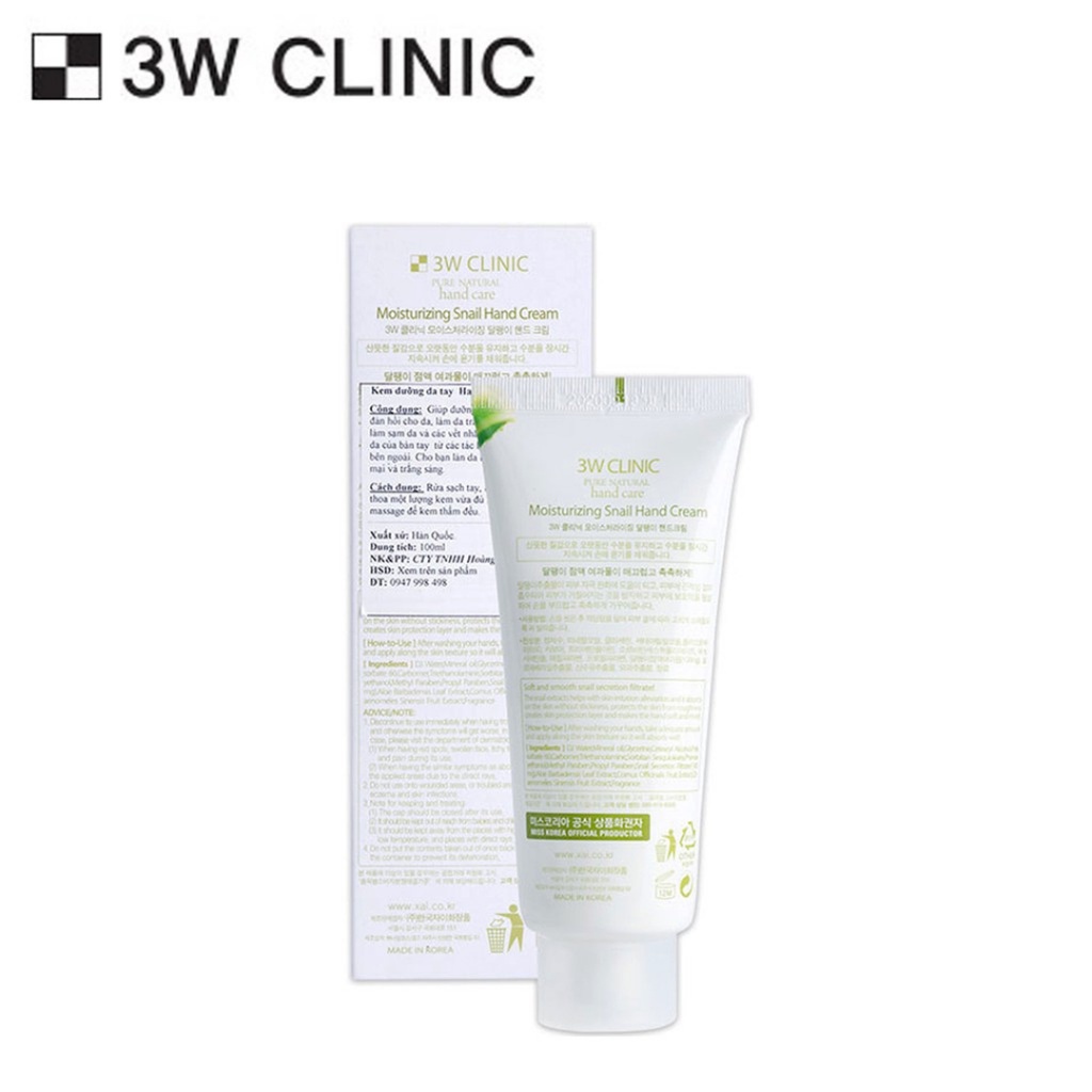 Kem Dưỡng Da Tay 3W Clinic Snail Hand Cream 100ml Hàn Quốc