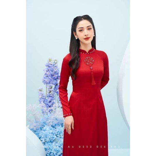 Áo dài cô dâu đính hỷ ngực xinh xắn