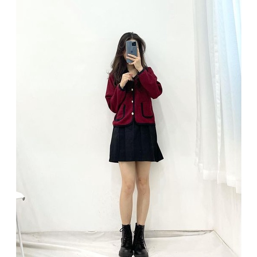 (FREESHIP) set váy kèm áo dạ cúc dọc miho.house