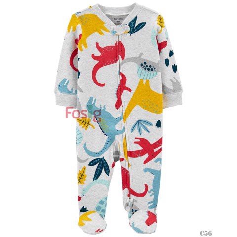 [5-9kg] Sleepsuit Khóa Kéo Có Vớ Bé Trai - Xám Thú Màu