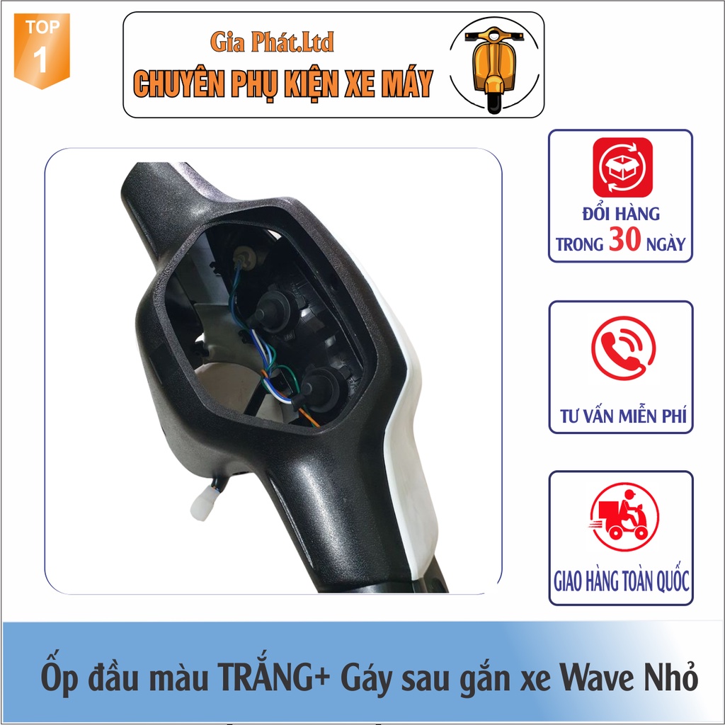 Combo ốp đầu trước màu TRẮNG gắn xe Wave Thái, ZX, Wave 110 đời 1997-2006 đủ ốp đầu, gáy, pha đèn, xi nhan
