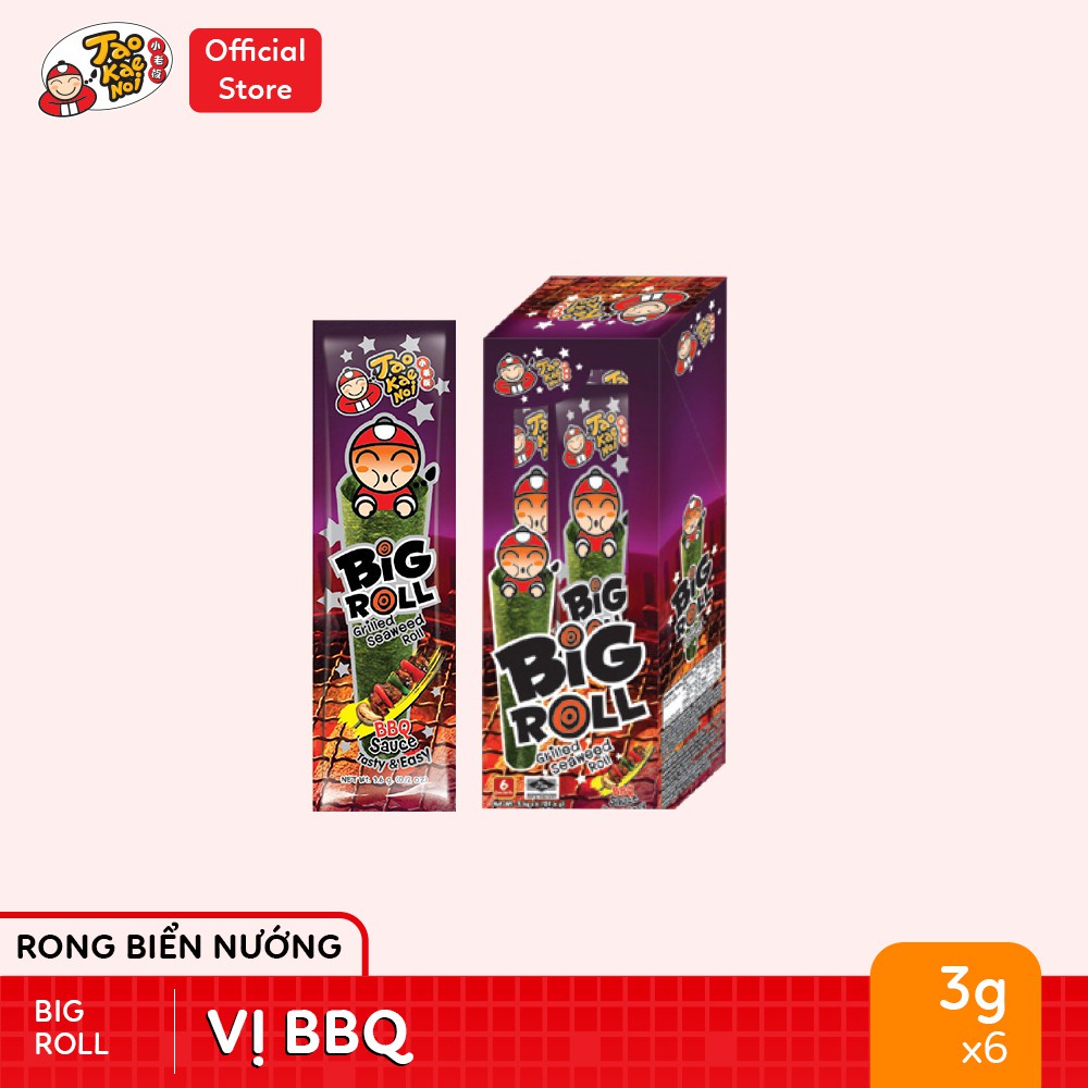 [COMBO 5 VỊ] Snack Rong Biển Taokaenoi BIG ROLL (3g/gói) x 5 hộp (Truyền Thống, Cay, BBQ, Mực)