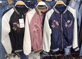 [Tặng Mã 70K – Hàng Chính Hãng] Áo bomber lụa thêu 2 lớp (CÓ ẢNH THẬT)