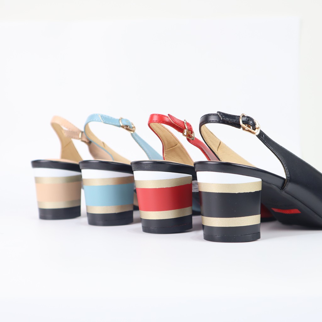 Giày sandal cao gót nữ hở mũi thanh lịch phối gót màu độc lạ 5cm đi làm dạo phố Cillie  1019