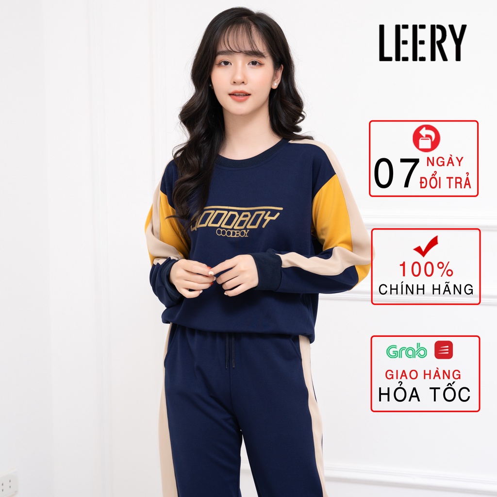 Bộ thu đông nữ LEERY Set thể thao nữ mặc nhà đi chơi sang chảnh chất umi Hàn cao cấp BTT-01