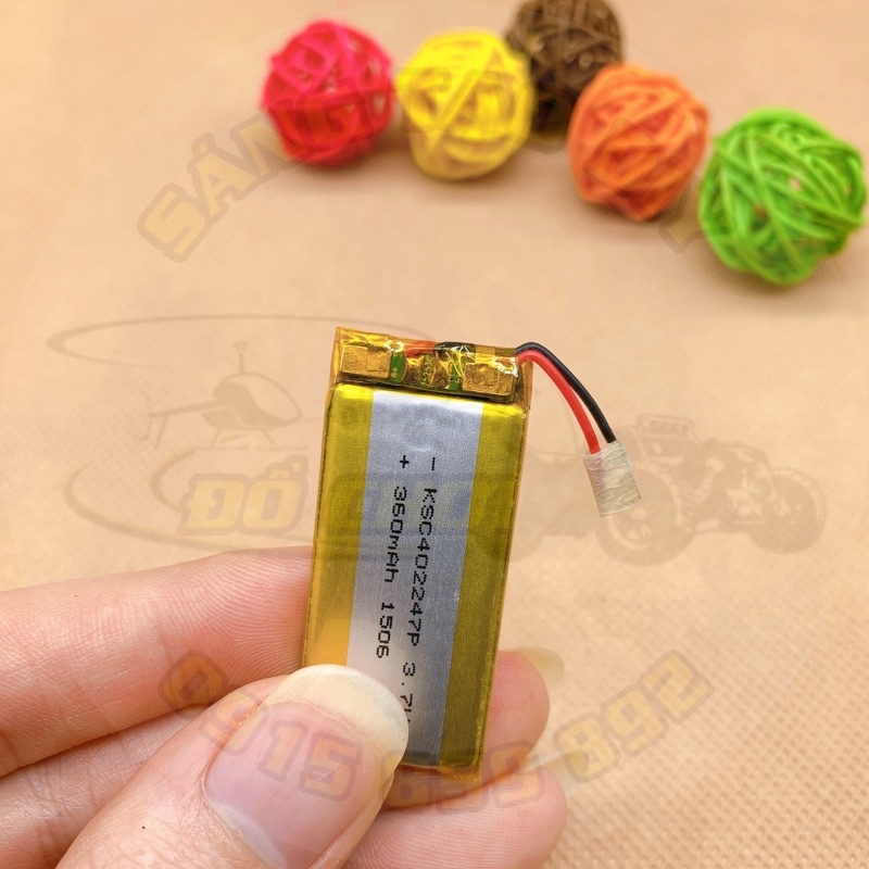 Pin Lithium Polymer 3.7V 360mAh có mạch bảo vệ, dây điện vỏ silicon chịu nhiệt