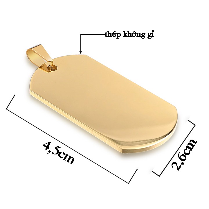 Mặt dây chuyền nam INOX không gỉ hình tag thẻ bài quân đội - MD003