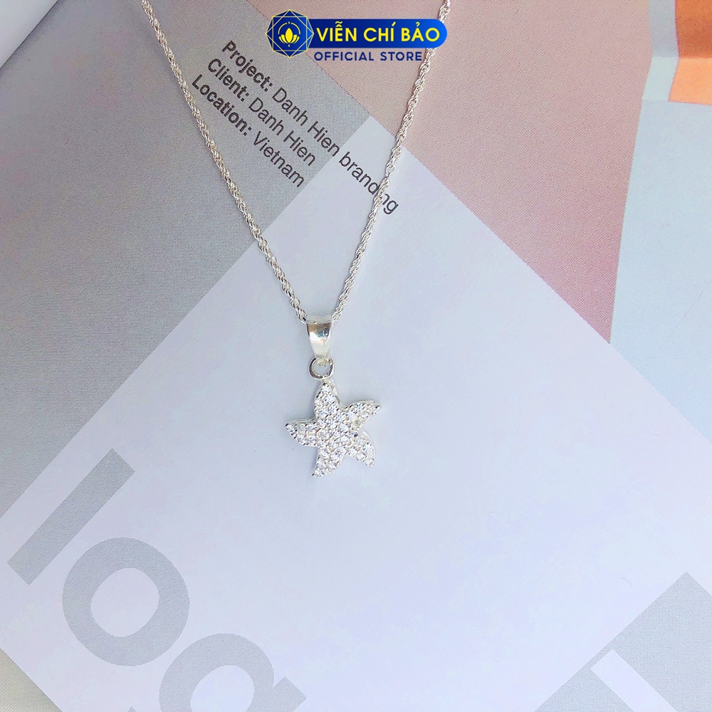 Dây chuyền bạc nữ sao đính đá chất liệu bạc 925 thời trang phụ kiện trang sức nữ Viễn Chí Bảo D400641