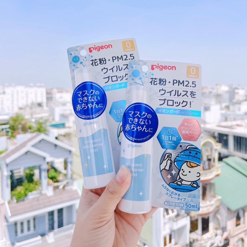 Xịt kháng khuẩn Pigeon cho bé từ sơ sinh Nhật Bản PM 2.5 50g