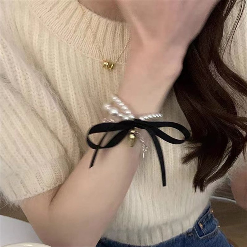 Dây Cột Tóc Hình Nơ Đính Ngọc Trai Xinh Xắn
