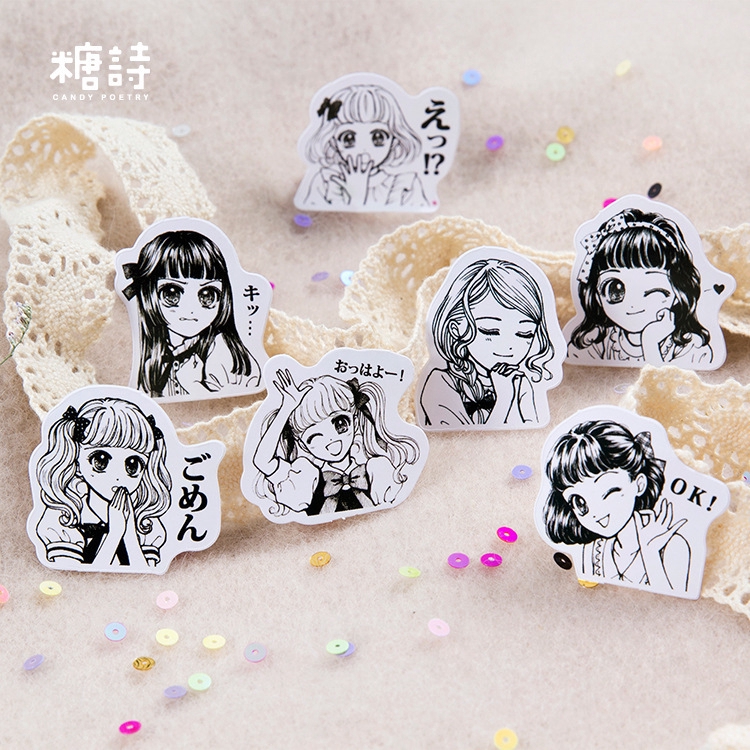 Bộ 45 sticker họa tiết Miss Sister Series dùng trang trí album thủ công