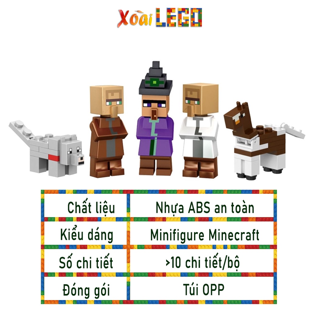 [Mã LIFE20KALL giảm 10% đơn 50K] Đồ chơi lắp ráp, lego minecraft dân làng, động vật trong game