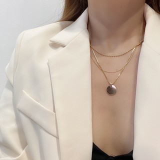 vòng cổ Ba Lớp Mặt Tròn Thời Trang Cho Nữ / Dây Chuyền