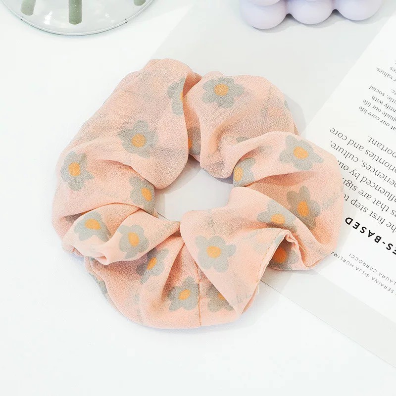 Dây buộc tóc scrunchies đẹp, chun cột tóc vải họa tiết hoa hàn quốc SC04