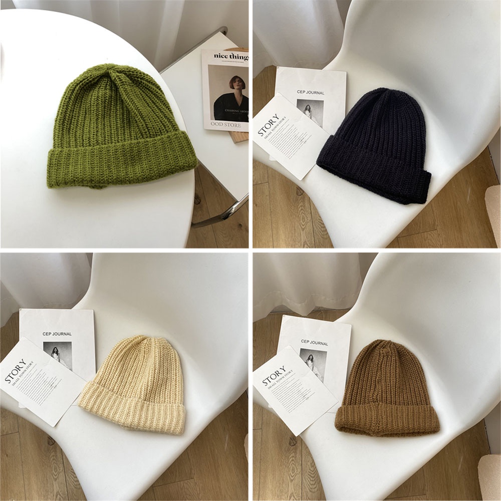 Mũ len dáng rộng màu trơn thiết kế đơn giản thời trang mùa đông mới