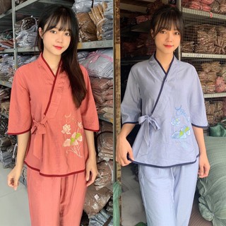 Đồ Lam Đi Chùa # Nhật Nơ Thêu Thư Pháp Vải Cao Cấp # Đồ Bộ # Quần Áo Nữ