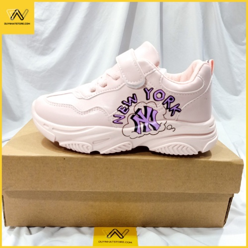 Giày Thể Thao Em Bé Gái Nữ Màu Hồng Full Duy Nhật Store Xinh Sang Size Lớn Uzzang Dây Dán Dễ Thương Sneaker Bata Chữ NY