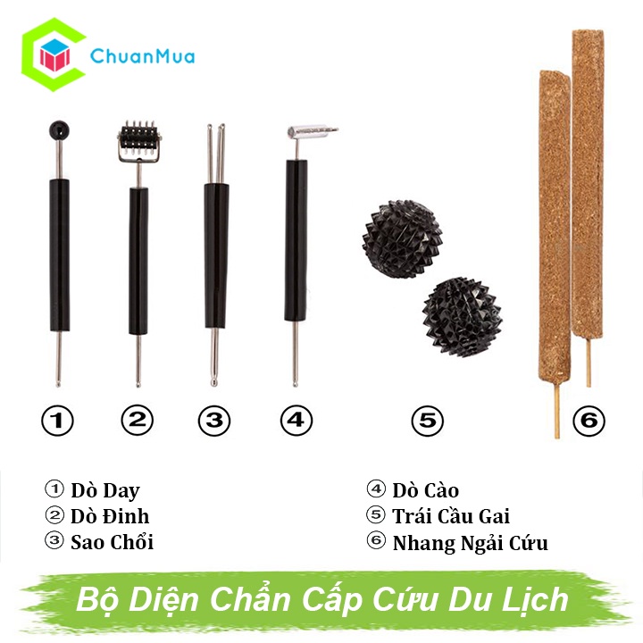Bộ Diện Chẩn Số 7 Cấp Cứu Du Lịch - 6 Món ( Dụng Cụ Phụ Kiện Massage Vina Chuẩn Điện Chấn Nhấn Chân Giải Tỏa Căng Thẳng)