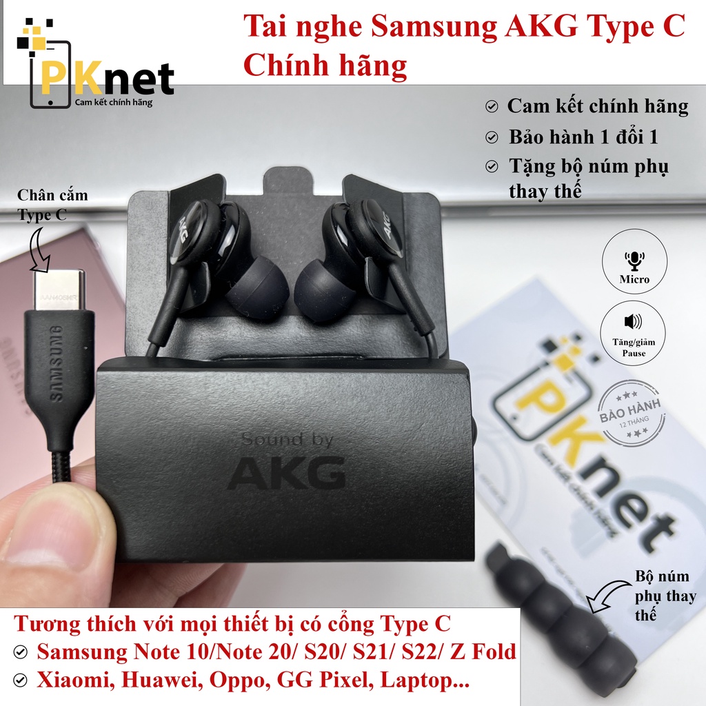 Tai nghe Samsung AKG Type C Chính Hãng dành cho Samsung Galaxy S22 / S21 / NOTE 20 / S20/ NOTE10/ Z Fold/ Z Flip