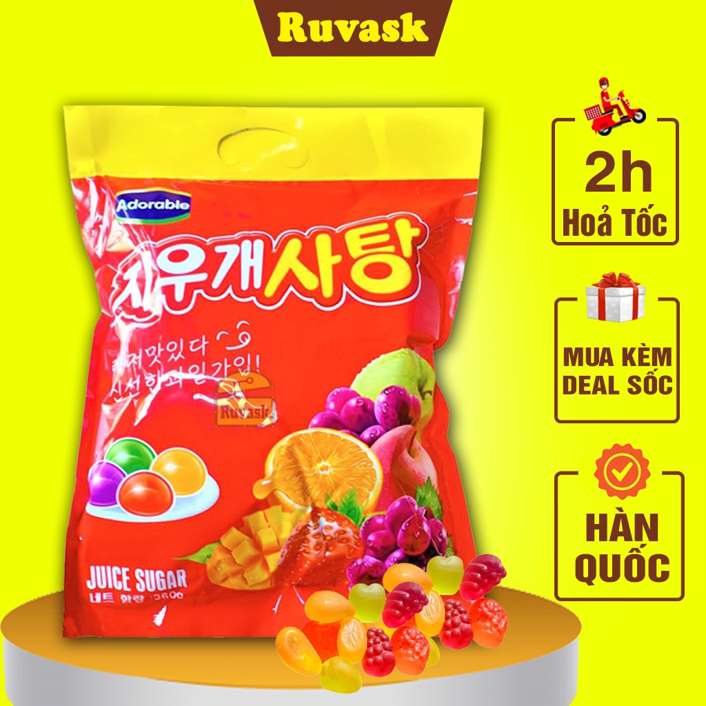 Kẹo Dẻo Trái Cây Hàn Quốc Adorable 360g - Kẹo Trái Cây, Kẹo Hàn Quốc, Kẹo 4 Màu - Đồ Ăn Vặt Hàn Quốc - Ruvask