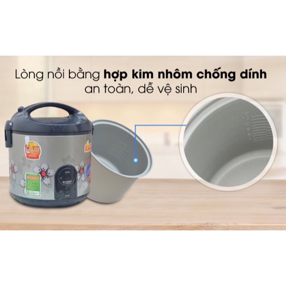 Nồi cơm điện Sharp 2.2 lít KS-R231STV MỚI 100% -Lòng nồi phủ chống dính -Bảo Hành 12 tháng