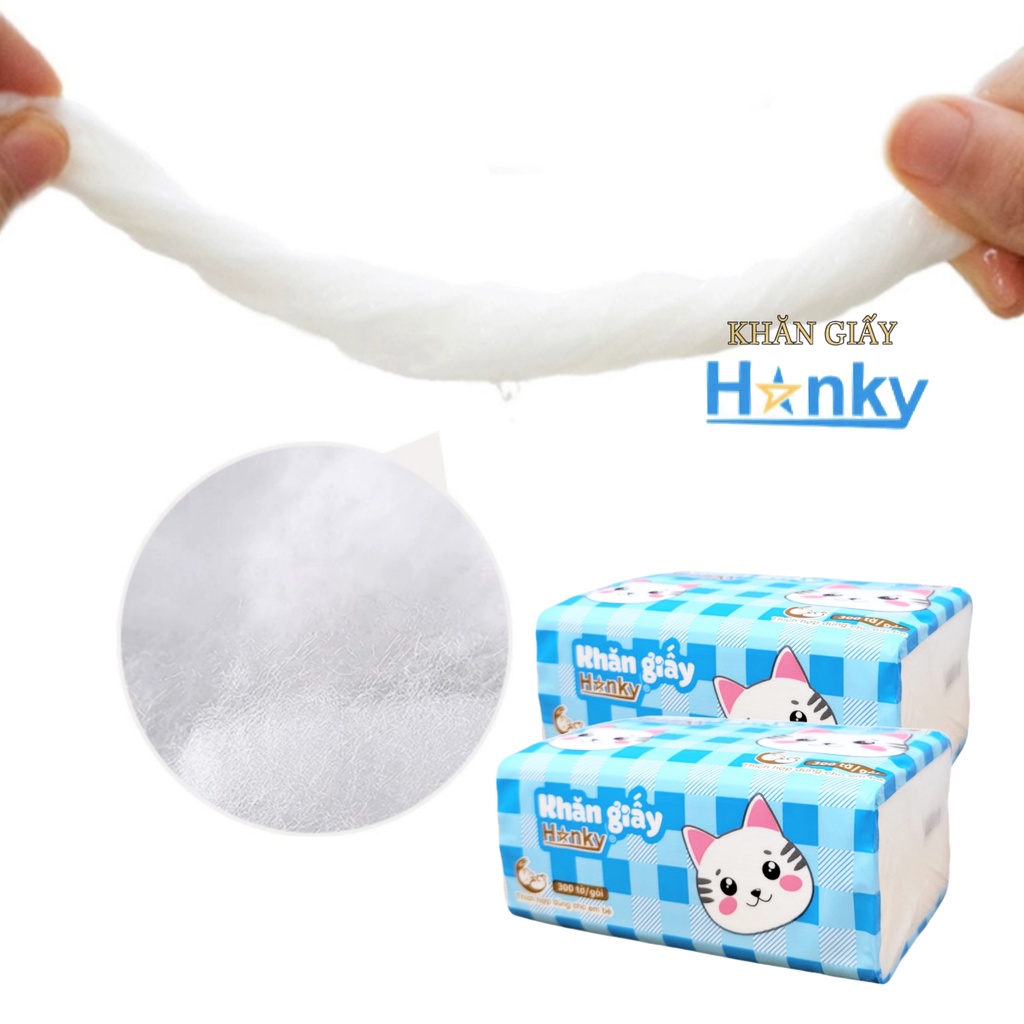 Giấy ăn rút hanky con mèo,thùng 30 gói 4 lớp siêu dai mềm mại.