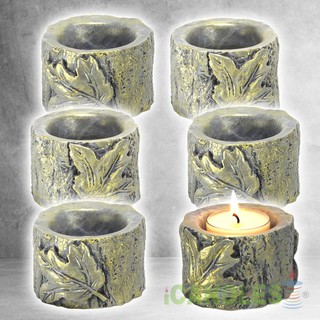 COMBO 6 chân đế nến tealight KHÚC CÂY bằng đá poly