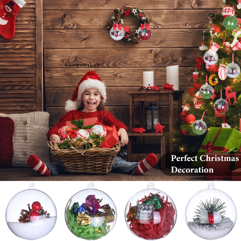 Set 20 Quả Châu Trong Suốt Trang Trí Giáng Sinh Kích Thước 100Mm