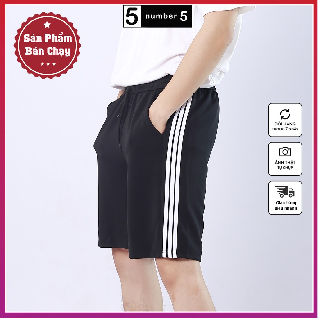 Quần Short Nam 3 Sọc Thể Thao Unisex NUMBER5 Vải Poly Cao Cấp Mềm Mịn [S3S]