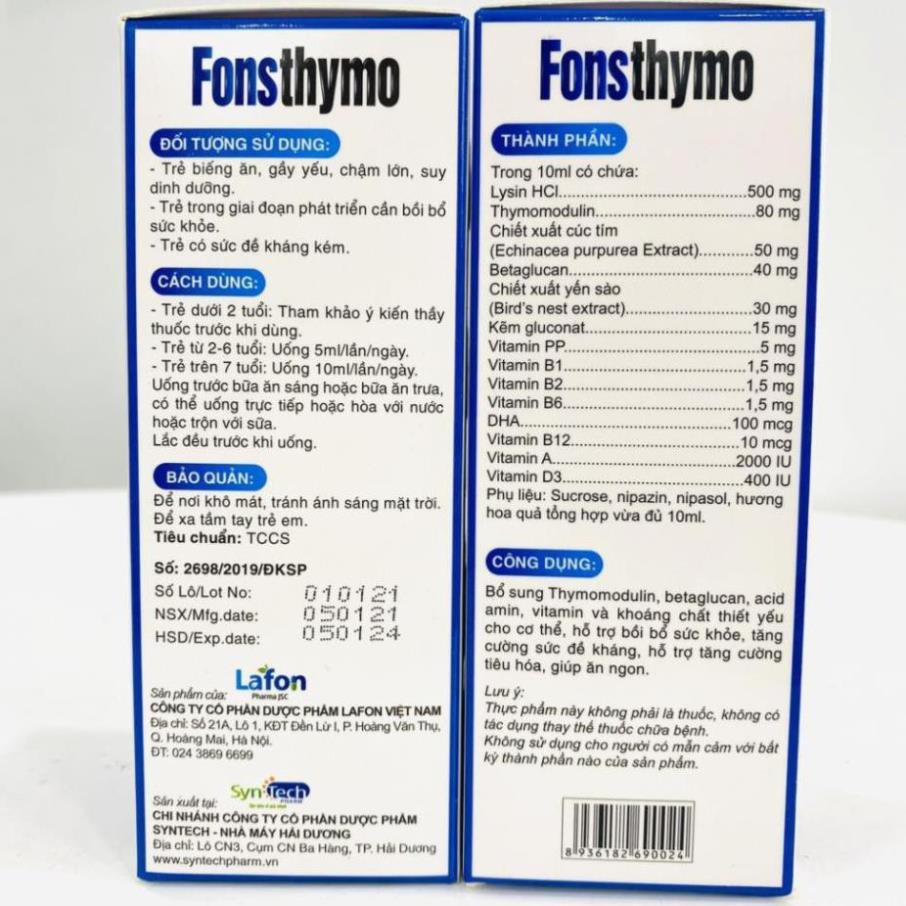 ❤️ SIRO BÉ ĂN NGON ❤️ TĂNG SỨC ĐỀ KHÁNG CHO BÉ VỚI THYMOMODULIN VÀ TĂNG CÂN TỰ NHIÊN - SIRO FONSTHYMO 100ml