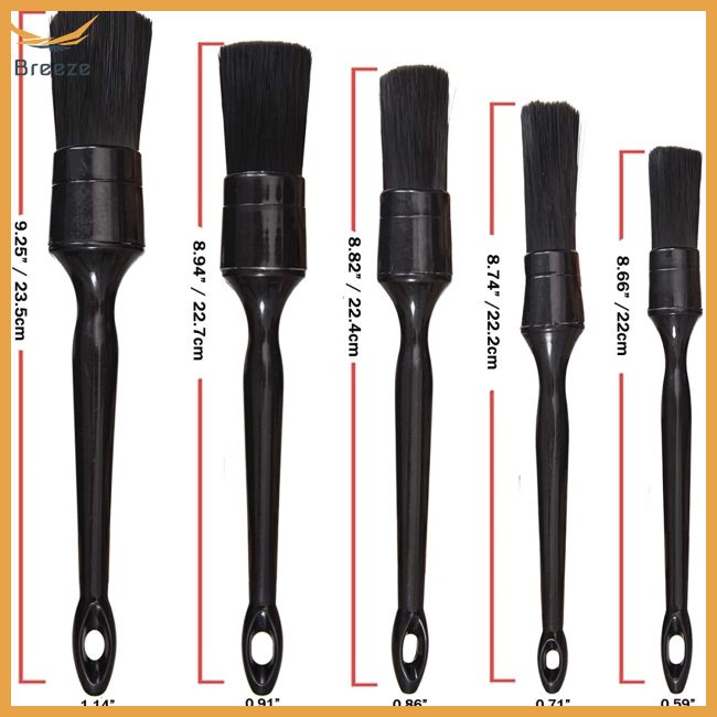 breeze 5pcs/set Car Detailing  Brush Set Boars Hair Clean Set Car Detailing Kit Detailing Brush