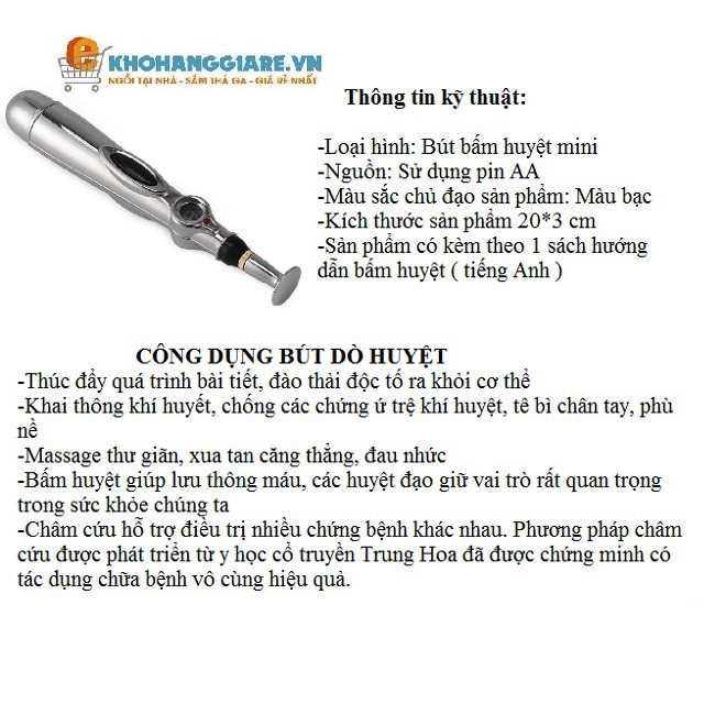 Bút châm cứu điện - Bảo hành 24 tháng - Bút xung điện dò huyệt, châm cứu trị liệu đông y - Có video thật