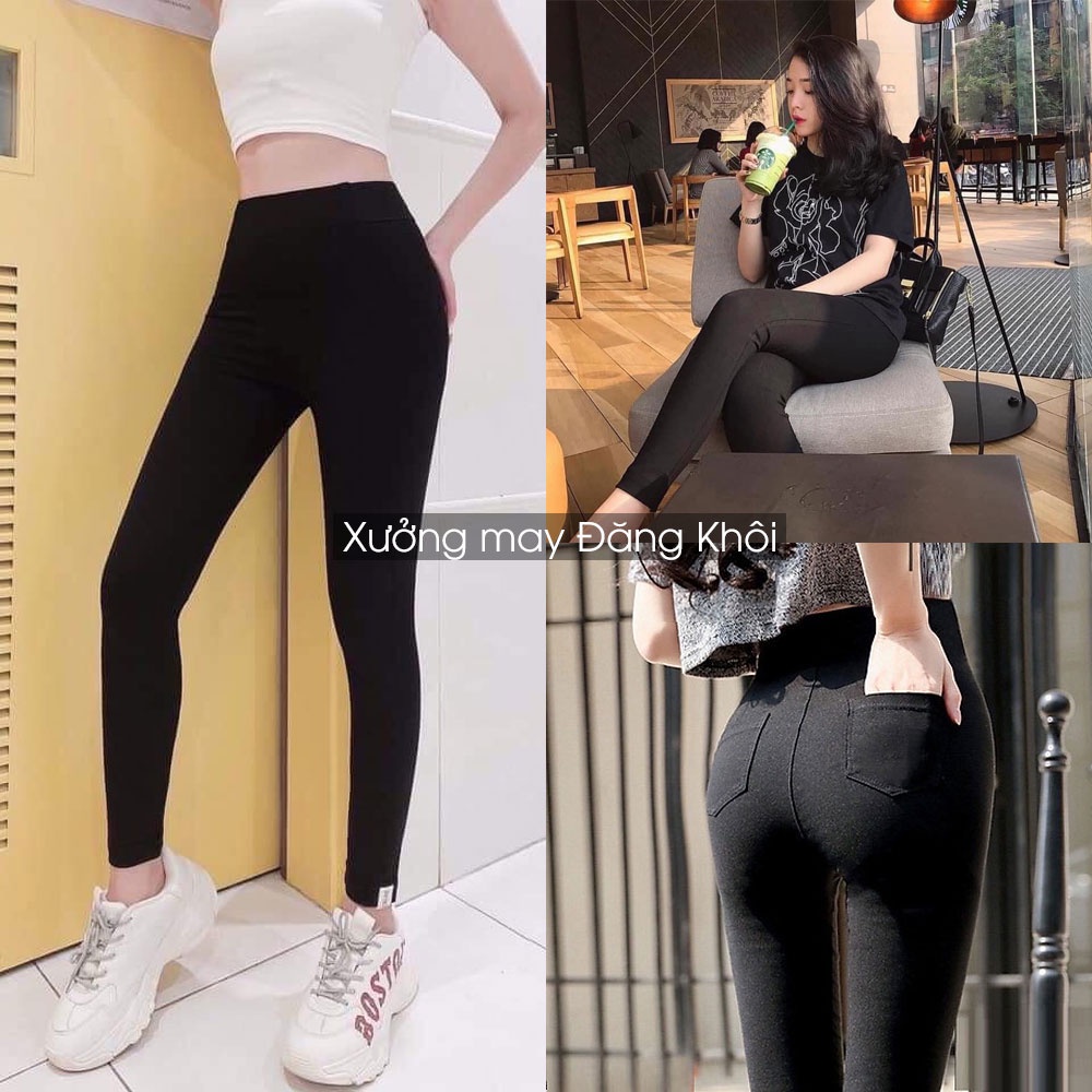 Quần Legging Nữ ❤️Freeship❤️ Quần Legging Cạp Cao 5cm Nâng Mông Lưng Cao Xuất Hàn 4 Túi Dày Dặn L366