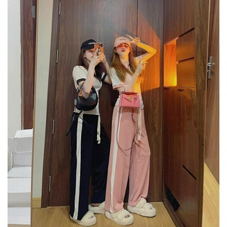 Set bộ nữ áo croptop quần suông chất liệu thun tăm cao cấp đủ size 40-75kg - Đồ bộ LUX Store - L09